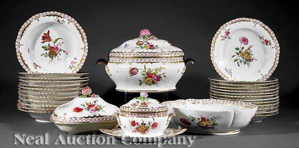 Appraisal: A Fine French Polychrome and Gilt-Decorated Porcelain Dinner Service th