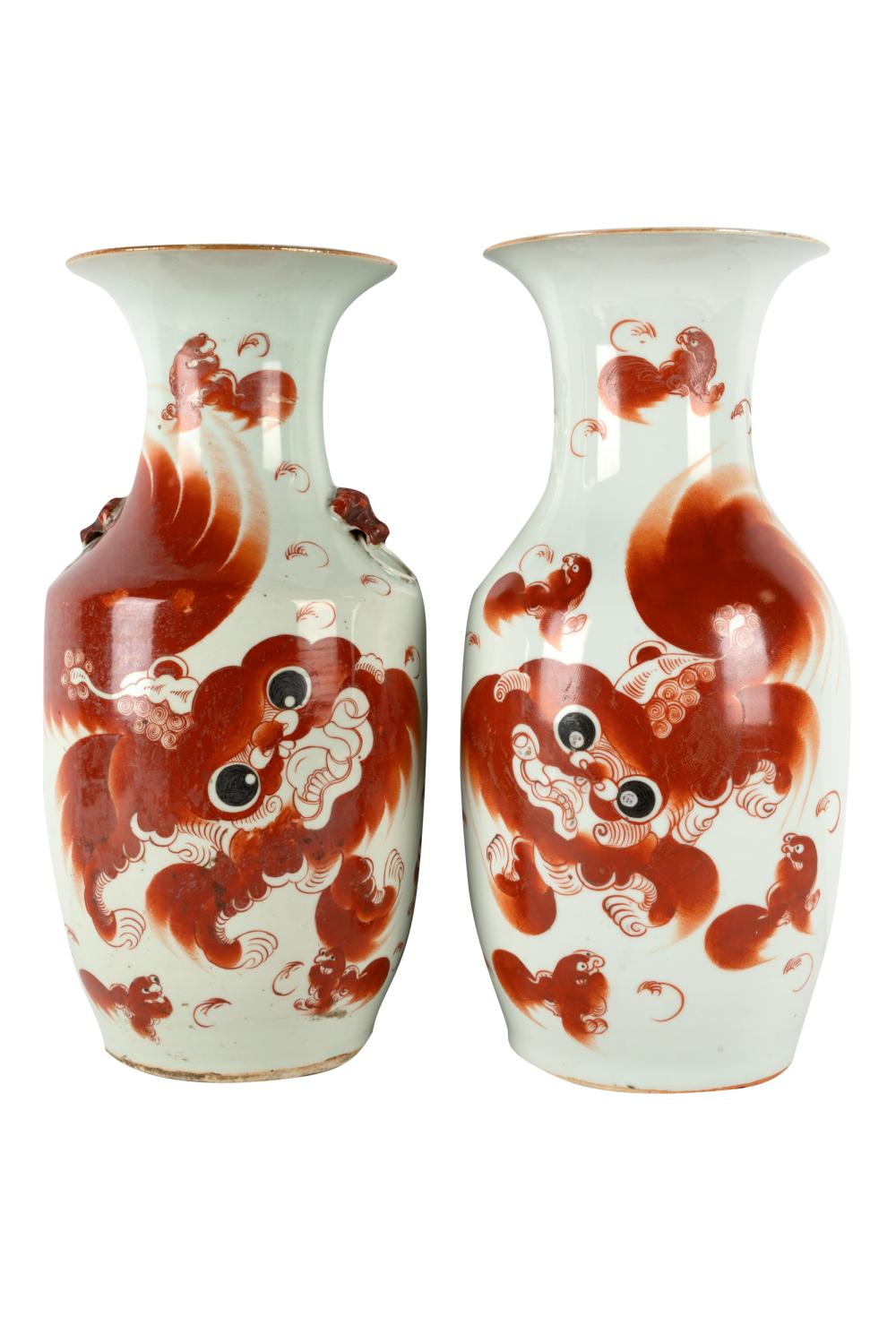 Appraisal: TWO CHINESE 'FOO DOG' PORCELAIN VASESof two different forms one