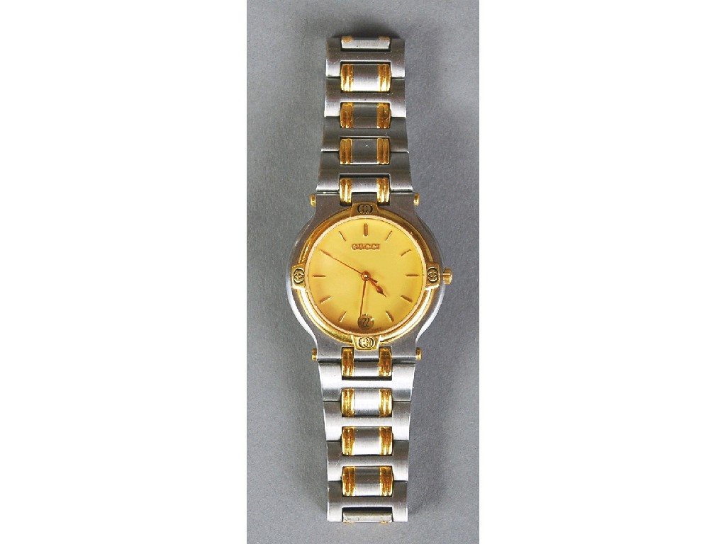 Appraisal: GUCCI LADIES LARGER SIZE BATTERY POWERED WRIST WATCH brushed steel