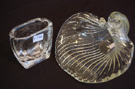 Appraisal: MURANO GLASS DISH AND AN ENGRAVED GLASS VASE