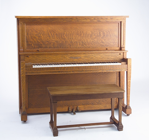 Appraisal: KOHLER AND CAMPBELL Upright piano and lift-top bench Refinished Decal