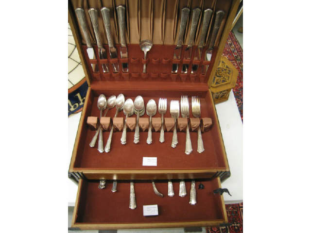 Appraisal: Silverplate Flatware Service for by Rogers with servers in chest