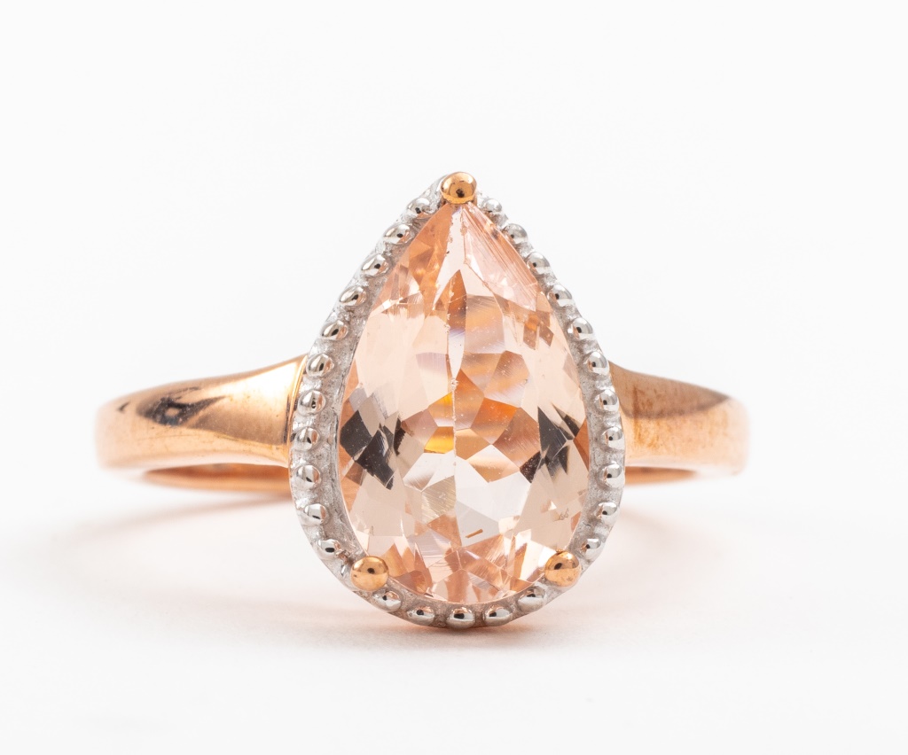 Appraisal: ROSE GOLD PLATED SILVER MORGANITE RING Ring in rose gold