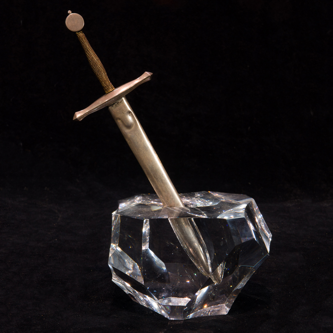 Appraisal: A STEUBEN GLASS STERLING SILVER AND K GOLD EXCALIBUR LETTER