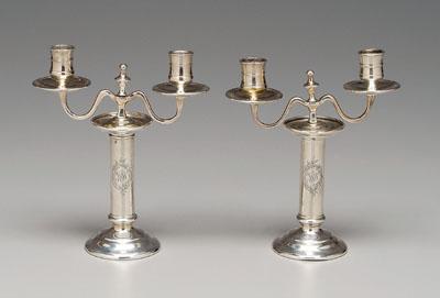 Appraisal: Pair Tiffany sterling candlesticks cylindrical with stepped tops and bottoms