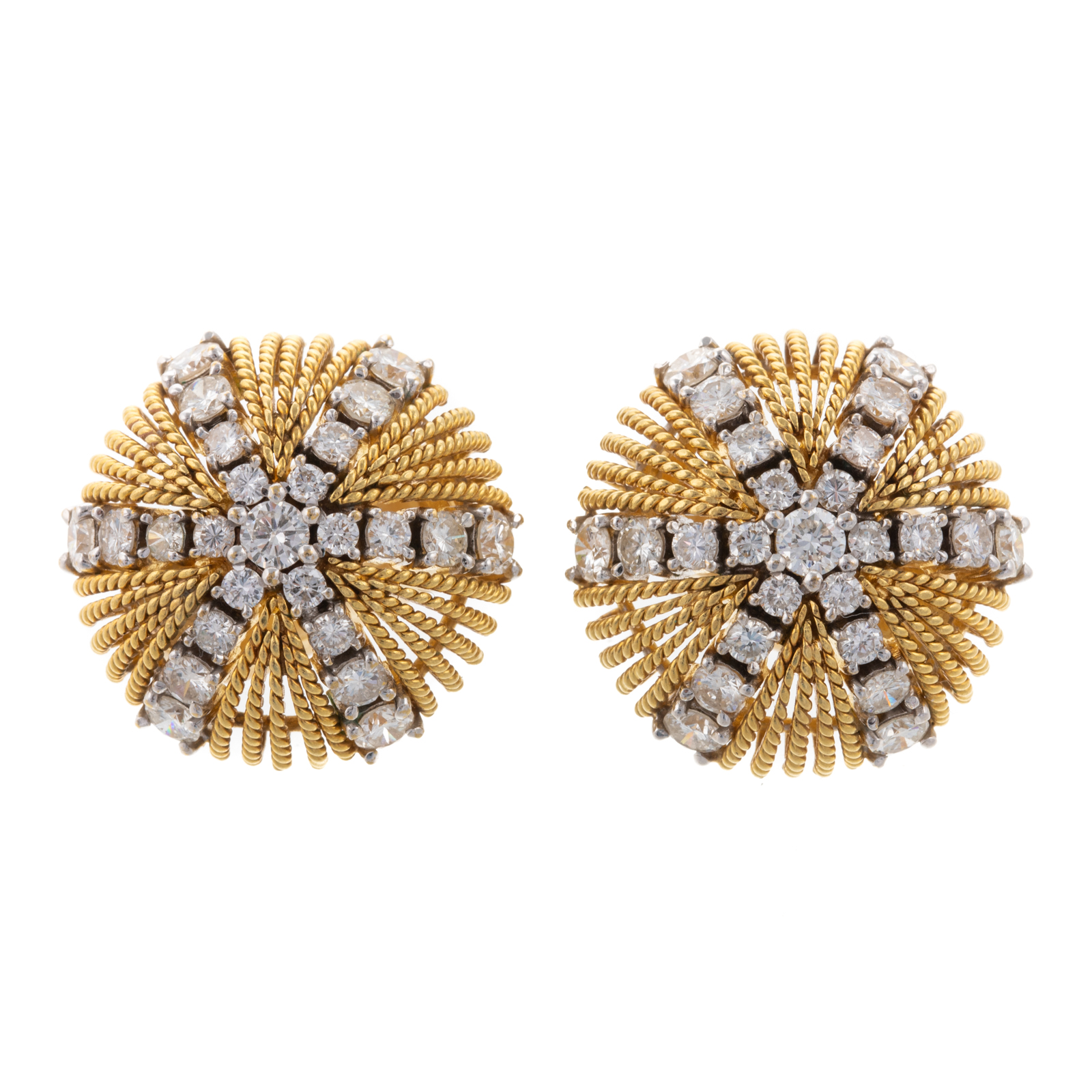 Appraisal: A PAIR OF DIAMOND DOMED EARRINGS IN K GOLD K