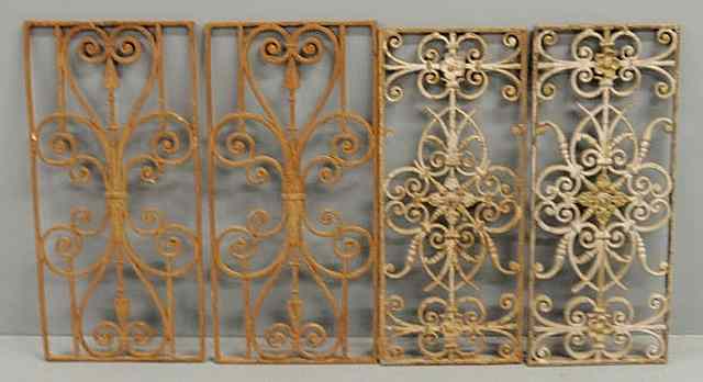 Appraisal: Two pairs of th c wrought iron decorative panels x