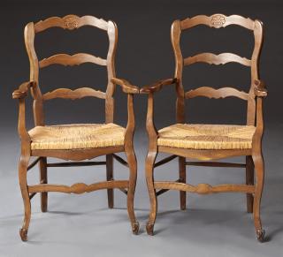 Appraisal: Pair of French Provincial Louis Philippe Style Car Pair of