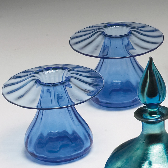 Appraisal: Steuben candlesticks pair Celeste blue glass h