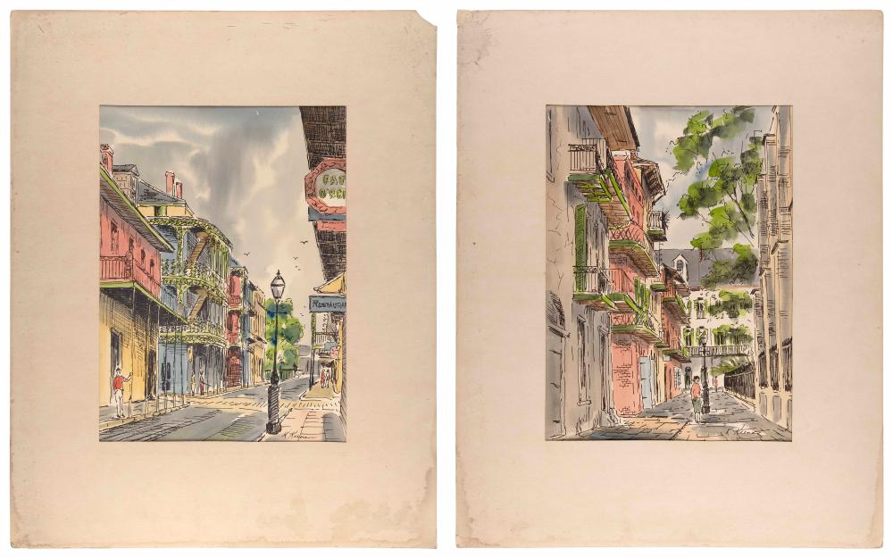 Appraisal: ROBERT KEENAN MASSACHUSETTS TH CENTURY TWO NEW ORLEANS STREET SCENES