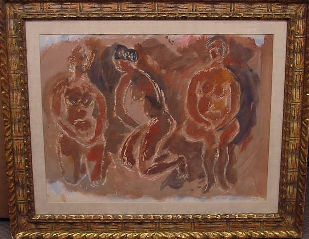 Appraisal: Three nudes mixed medium x sight SLR Lehman Artist American