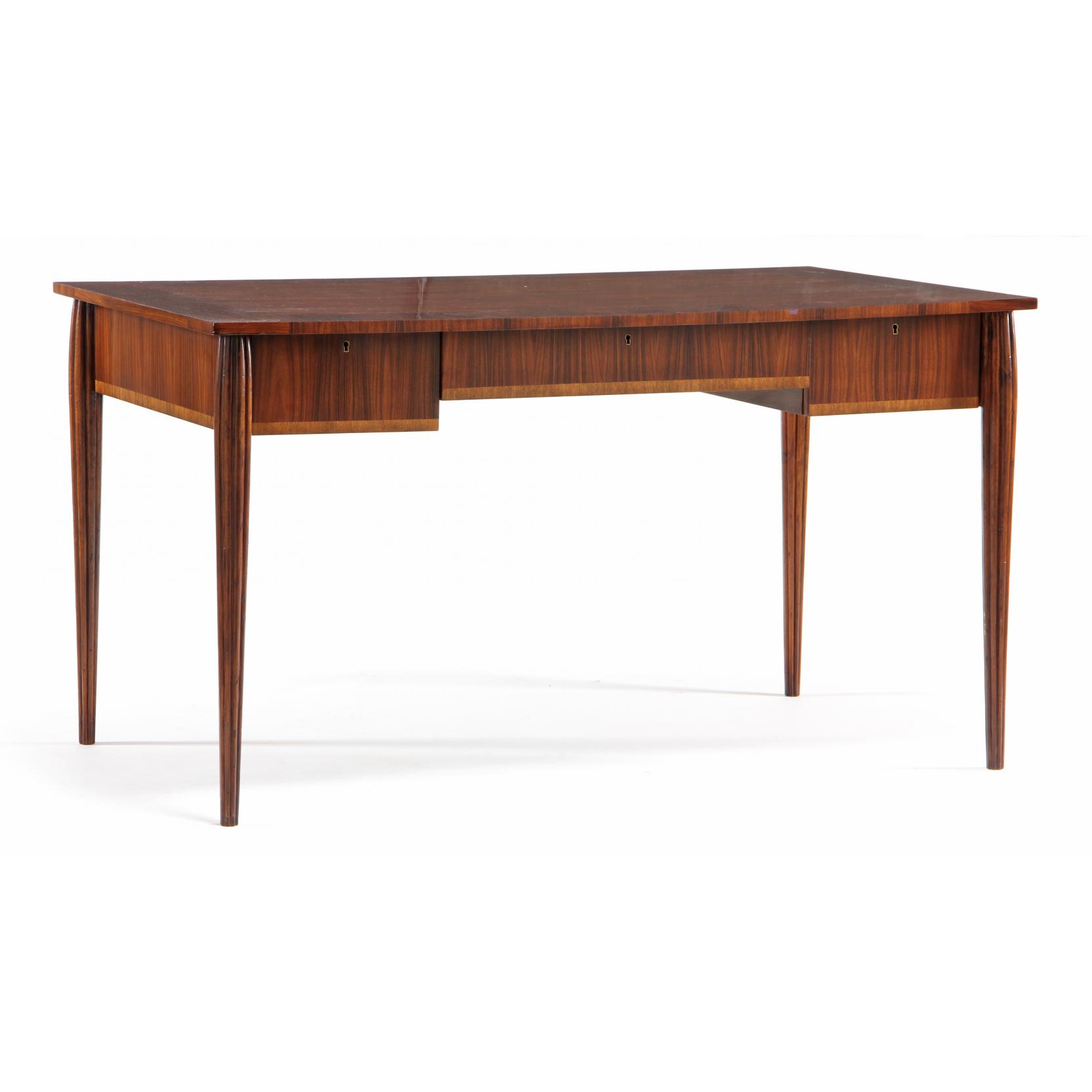 Appraisal: Contemporary Rosewood Desk rosewood veneer oak secondary rectangular top with