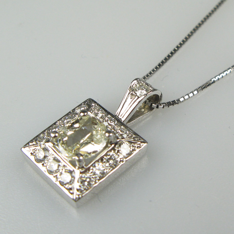 Appraisal: k White Gold Pendant set with a fancy oval cut