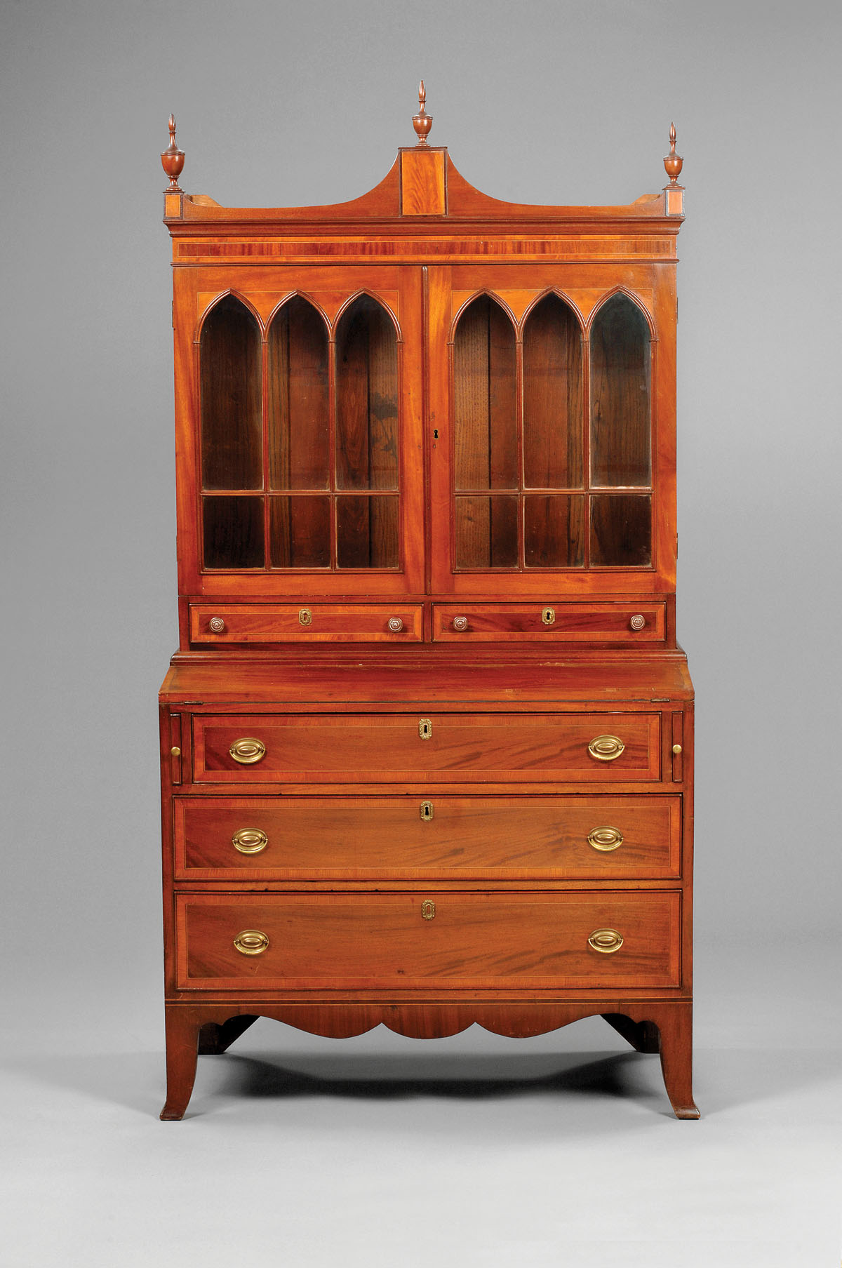 Appraisal: NEW ENGLAND HEPPLEWHITE INLAID MAHOGANY SECRETARY MASSACHUSETTS NORTH SHORE OR