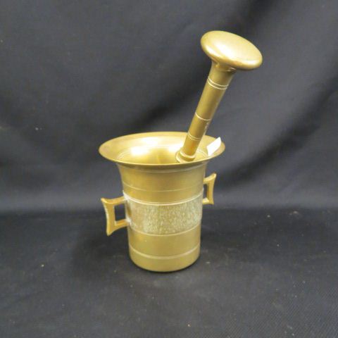 Appraisal: th Century Brass Mortar Pestle mortar