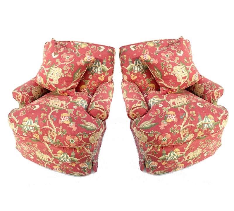 Appraisal: Pair of Swivel Armchairs Pair of swivel armchairs H x