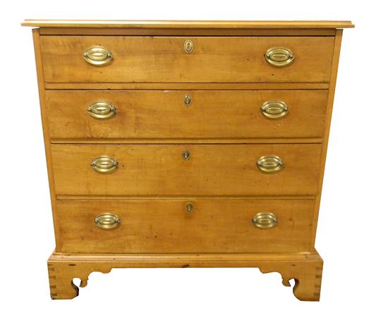 Appraisal: Chest of four drawers American Hepplewhite c cherry and pine