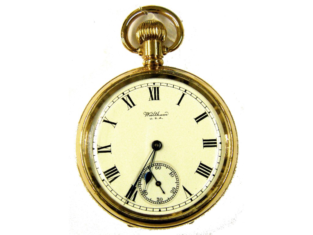 Appraisal: American Waltham Traveler gold plated lever pocket watch no mm