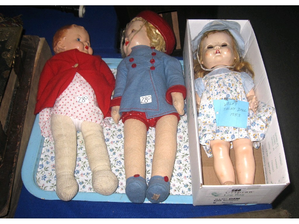 Appraisal: Lot comprising three dolls including a s talking doll