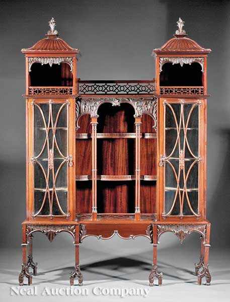 Appraisal: A Fine Edwardian Chinese Chippendale-Style Carved Mahogany Cabinet late th