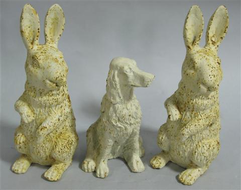 Appraisal: TWO CAST IRON MODELS OF RABBITS The identical models cast