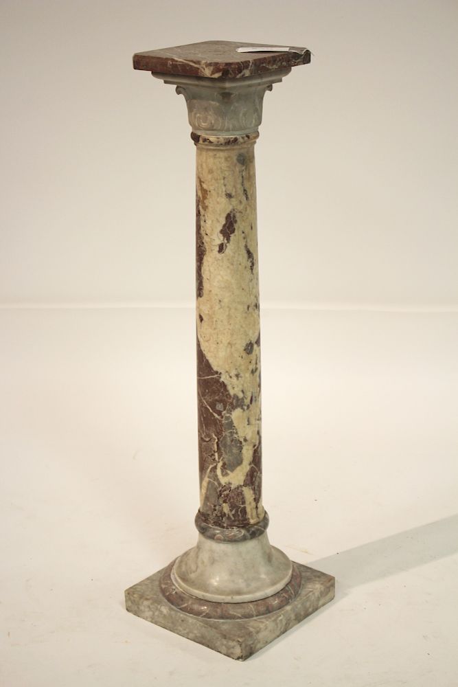 Appraisal: Marble Pedestal in Mottled Grays and Rouge unusual Neoclassical column