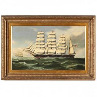 Appraisal: An Antique American School Maritime Painting oil on canvas unsigned