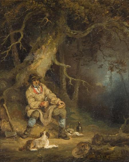 Appraisal: ATTRIBUTED TO GEORGE MORLAND - THE WOODMAN'S REST Bears initials