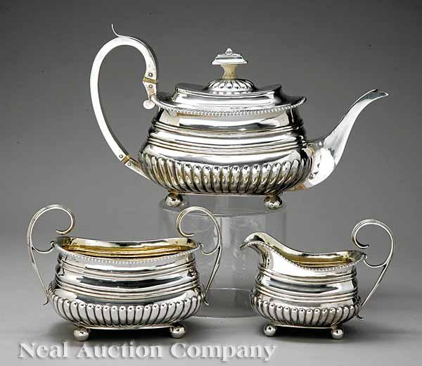 Appraisal: A George III Sterling Silver Tea Service John Crouch London