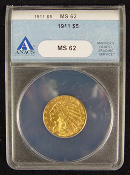 Appraisal: Indian Gold Coin ANACS certified and graded MS