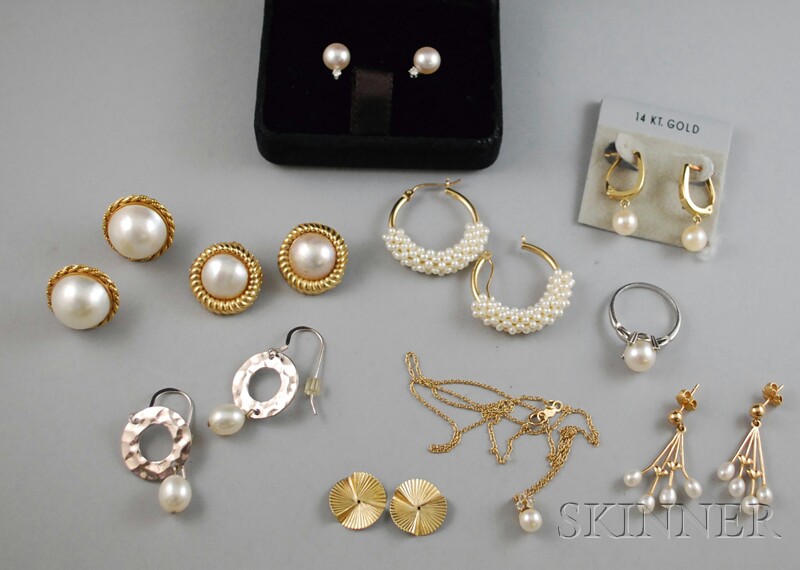 Appraisal: Group of Pearl Jewelry a Mikimoto kt white gold and