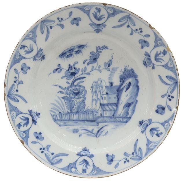 Appraisal: Delft Chinoiserie blue and white tin glazed earthenware charger th