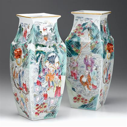 Appraisal: Pair of Chinese famille rose vases late Qing dynasty Of