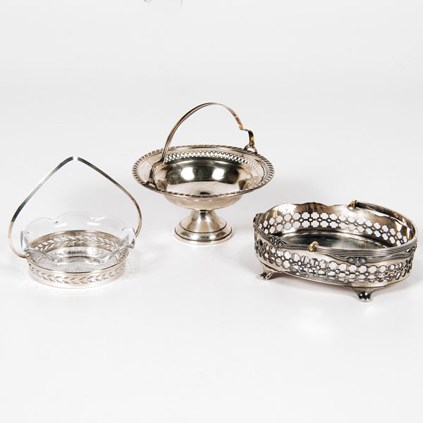 Appraisal: American th century An assembled group of three silver baskets