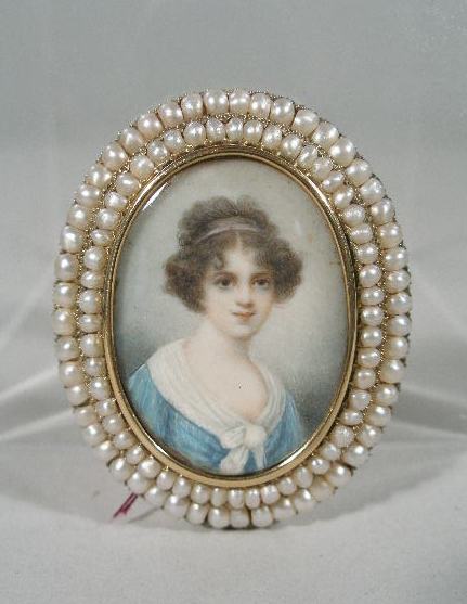 Appraisal: Victorian Portrait Brooch surrounded by two rows of seed pearls