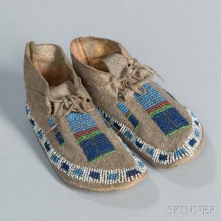 Appraisal: Arapaho Beaded Hide Child's Moccasins c last quarter th century