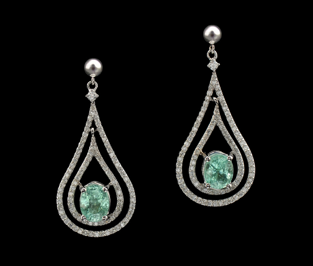 Appraisal: K CTW TOURMALINE DIAMOND EARRINGS K white gold earrings contain