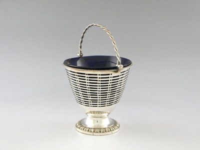 Appraisal: A George III old Sheffield plated swing-handled sugar basket circular