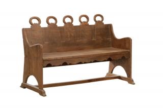 Appraisal: Rustic American Mortise Tenon Carved Wood Bench American early th