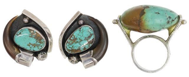 Appraisal: lo Southwest sterling silver and turquoise jewelry including pair clip-on