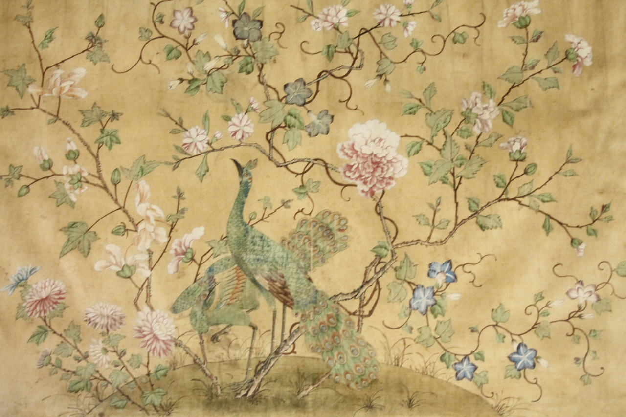 Appraisal: A thC Chinese silk panel transfer printed and hand touched