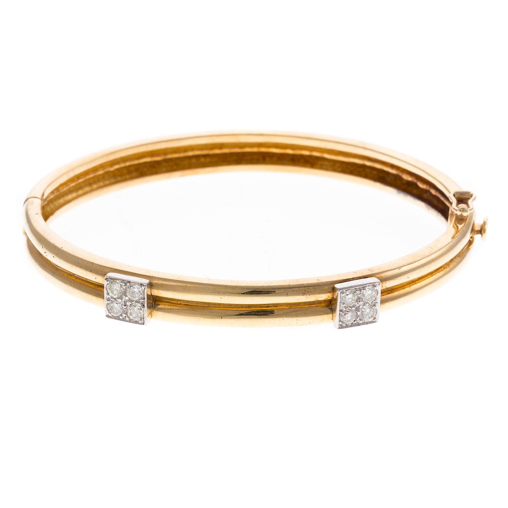 Appraisal: A Ladies Diamond Bangle Bracelet in Solid K K yellow