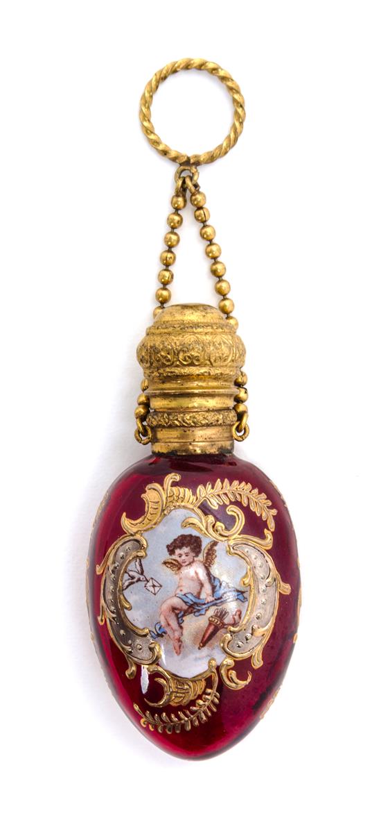 Appraisal: Sale Lot A Continental Gilt Metal Mounted Scent Bottle enameled