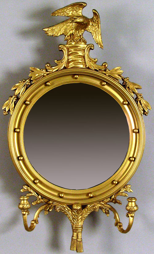 Appraisal: Pair giltwood girondole mirrors h