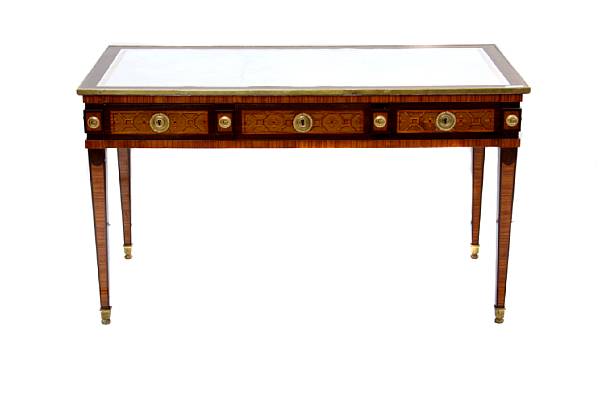 Appraisal: A Louis XVI style gilt metal mounted parquetry bureau plat