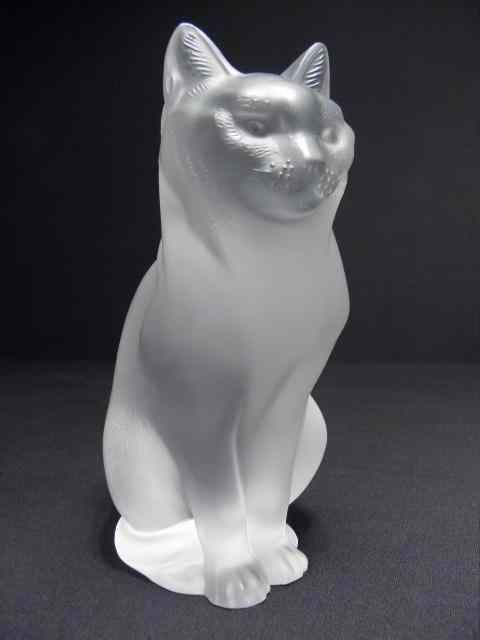 Appraisal: Lalique crystal seated cat figurine Signed on base ''Lalique France''