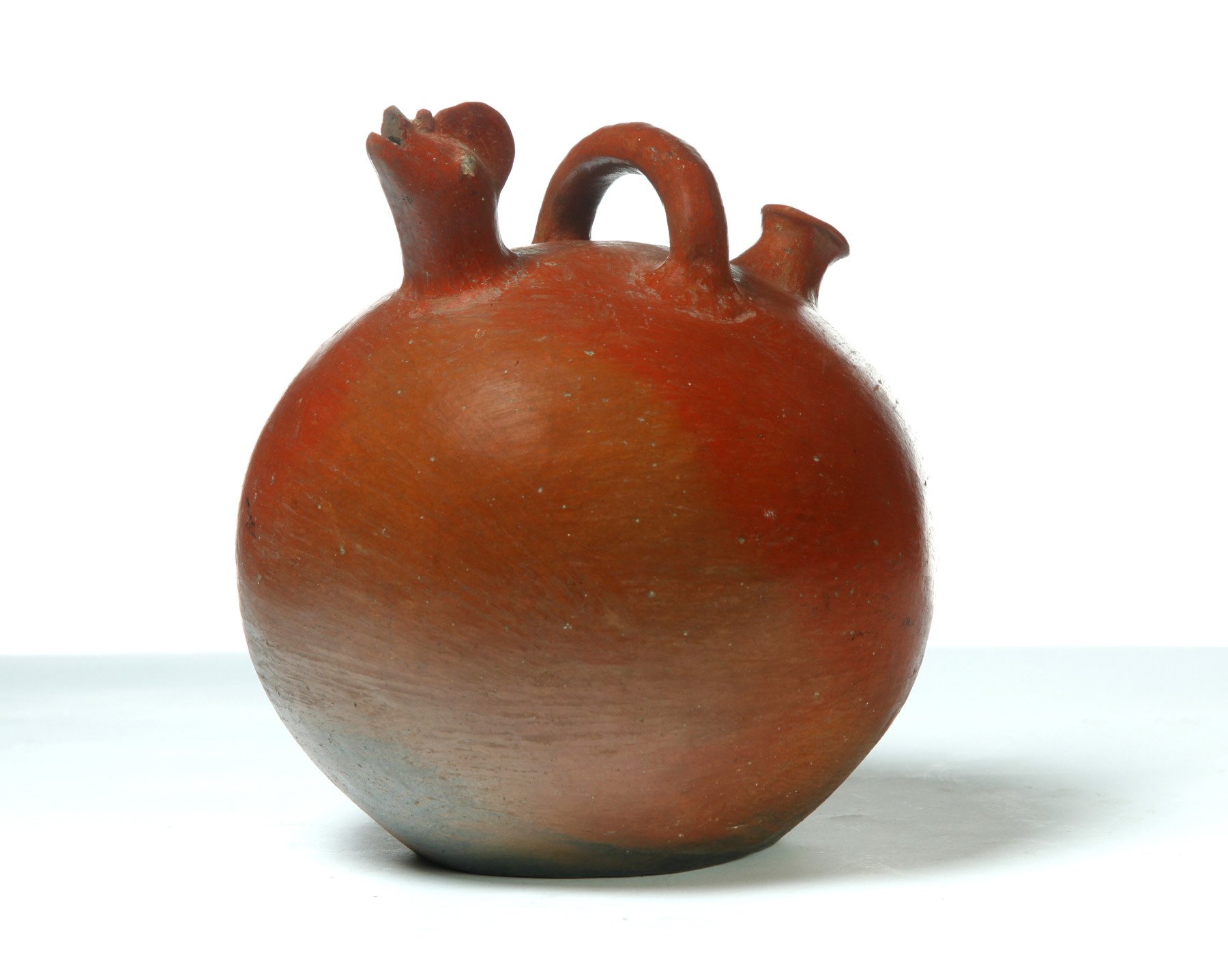 Appraisal: REDWARE BALL-SHAPED WATER VESSEL American th century Filling opening rounded