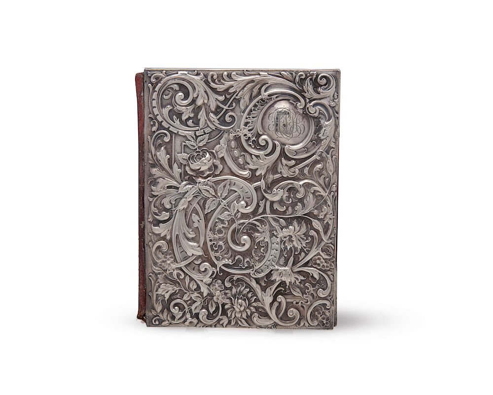 Appraisal: GORHAM Silver and Red Leather Desk Folio retailed by Bailey