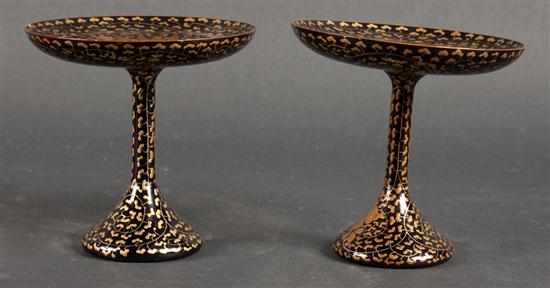 Appraisal: Pair of Oriental gilt lacquered miniature stands Estimate - All