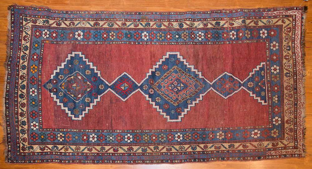 Appraisal: Antique Kazak rug approx x Caucasus circa Condition Some side